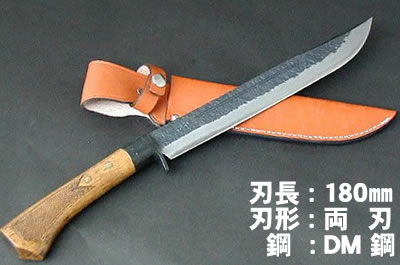 TOSAKEN-NATA180  Double-edged  Dm15-Blue2 steel Black hammer Oak handle-T Leather case